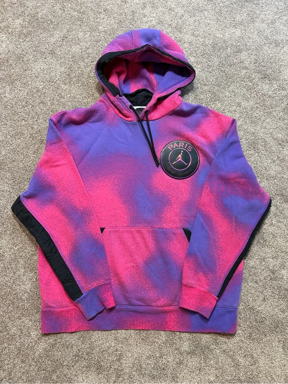 Jordan x Paris Saint-Germain Fleece Pink/Purple Tie Dye Hoodie size XL Psychic